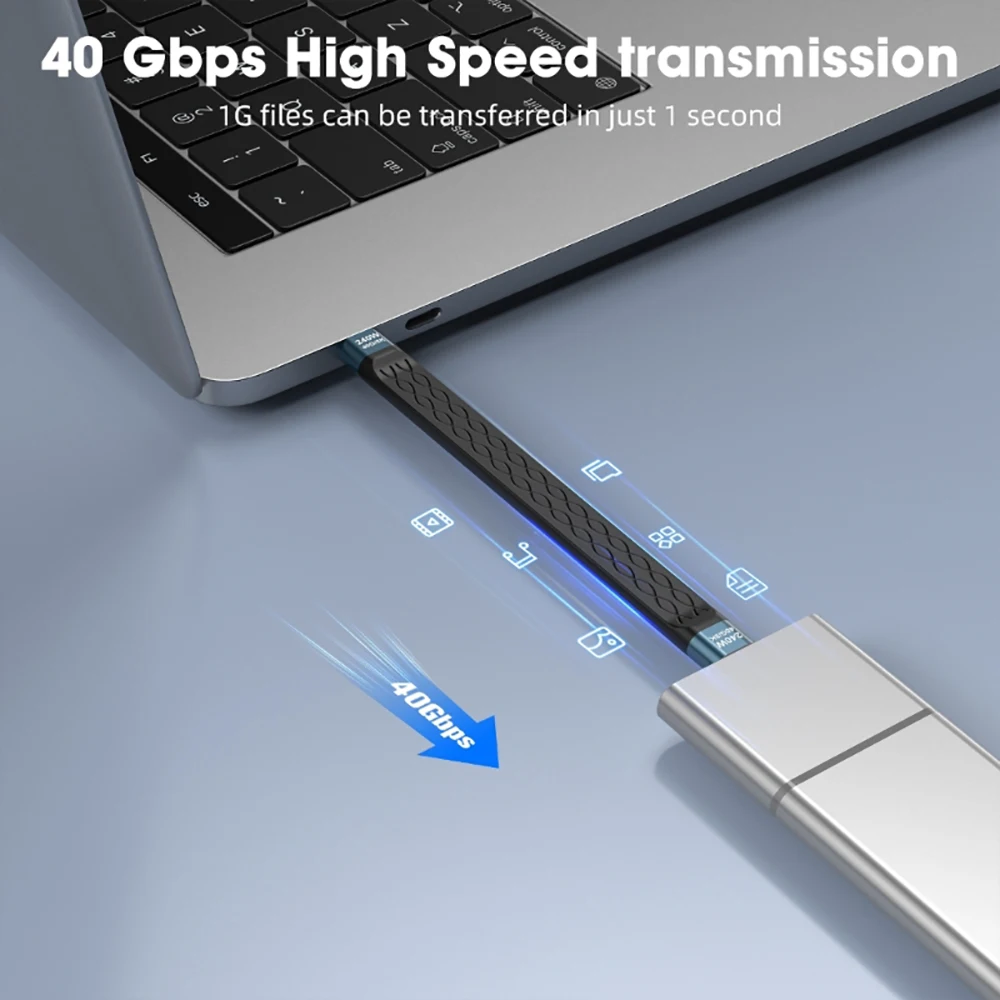 كابل بيانات USB4.0 بسرعة 40 جيجابت في الثانية USB C Thunderbolt 4 إلى النوع C PD 240 وات 8K @ 60 هرتز FPC سلك قصير لهاتف IPhone 16 Pro Max HDD EGPU باور بانك