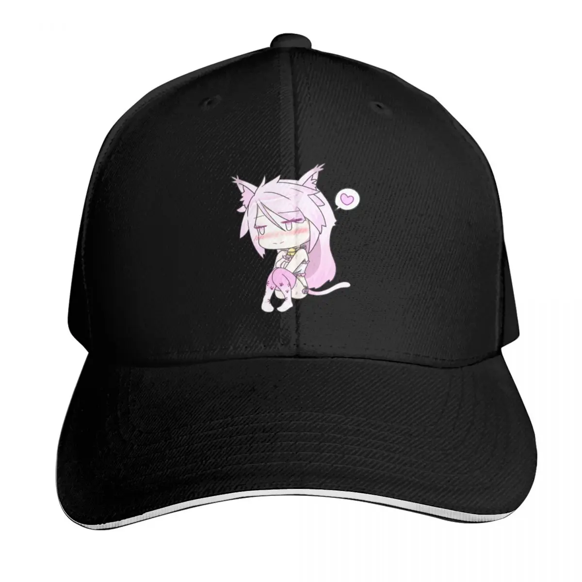 Chibi Blush Baseball Cap Cotton Twill Breathable Contrast Two Tone Brim Snapback Flat Bill