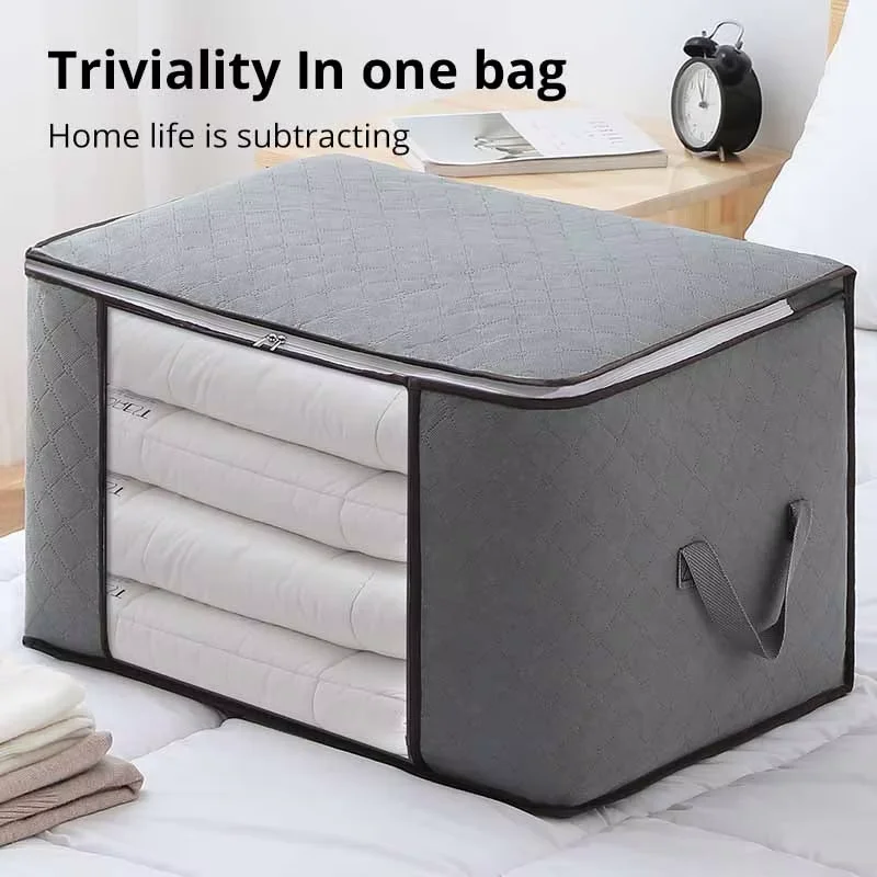 Large Capacity Non-Woven Cotton Quilt Storage Bag Moisture-Proof Dustproof Portable Clothing Organizer for Mobile Luggage