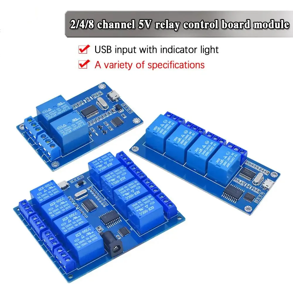 AEAK DC 5V MICRO USB Relay Module 2 4 8Channel Relay Module Relay control panel with indicator Relay output usb interface