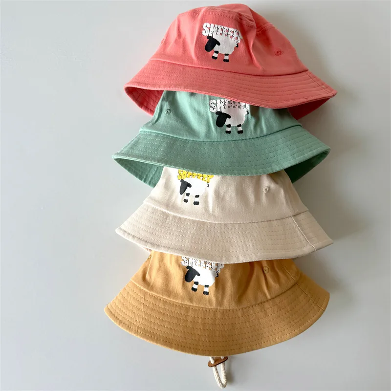 

Cartoon Children Fisherman Hat Solid Color Kids Bucket Cap Cotton Fashion Baby Sunshade Basin Caps 1-5Year Kindergarten Visors