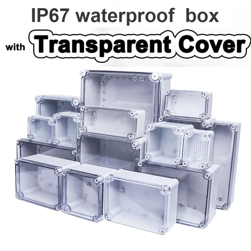 Caja impermeable transparente tipo F, caja de monitoreo para exteriores, caja de conexiones impermeable para exteriores, caja de interruptor de sellado de terminal de plástico ABS