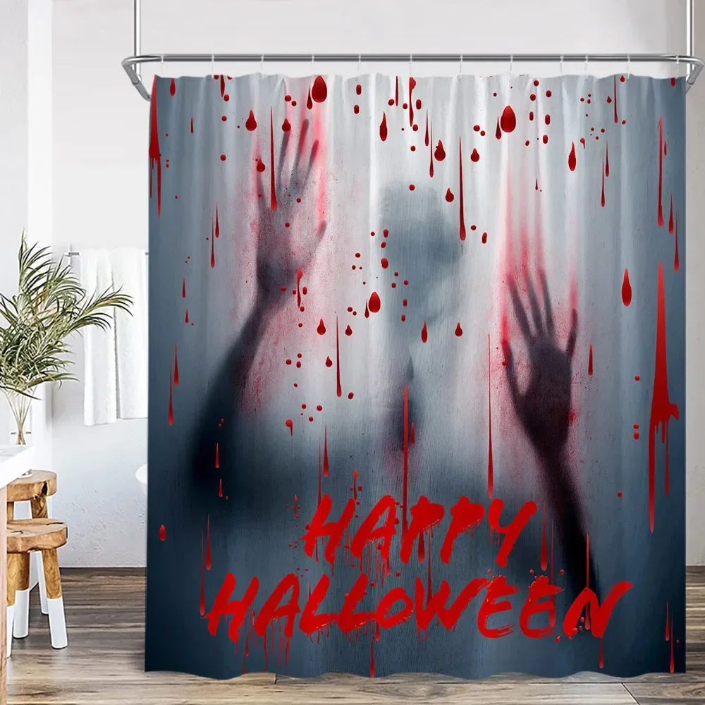 

Кровавые отпечатки рук, Хэллоуин, капли крови, помощь мне, занавеска для душа, ужас, украшение для ванной комнаты, занавеска для душа