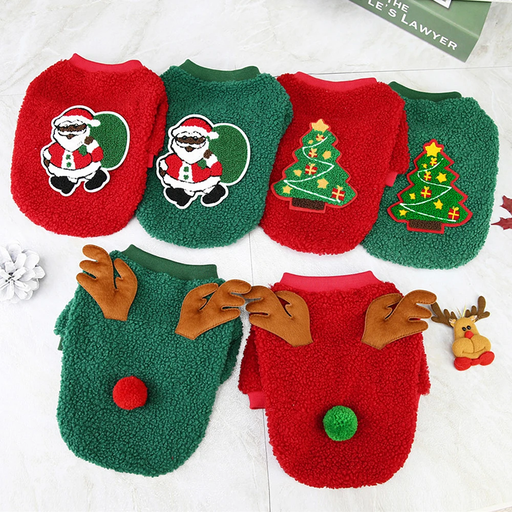 Warm Christmas Dog Clothes Soft Puppy Cat Halloween Costume Pet New Year Winter Coat Outfit Costumes For Small Dogs Chihuhua