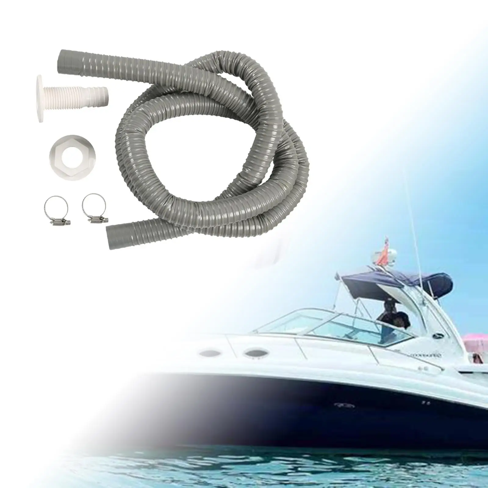 Marine Bilge Pump Plumbing Kit Leakproof Hose Clamp Set 1-1/8 Inch Outlet for Boating Accessories