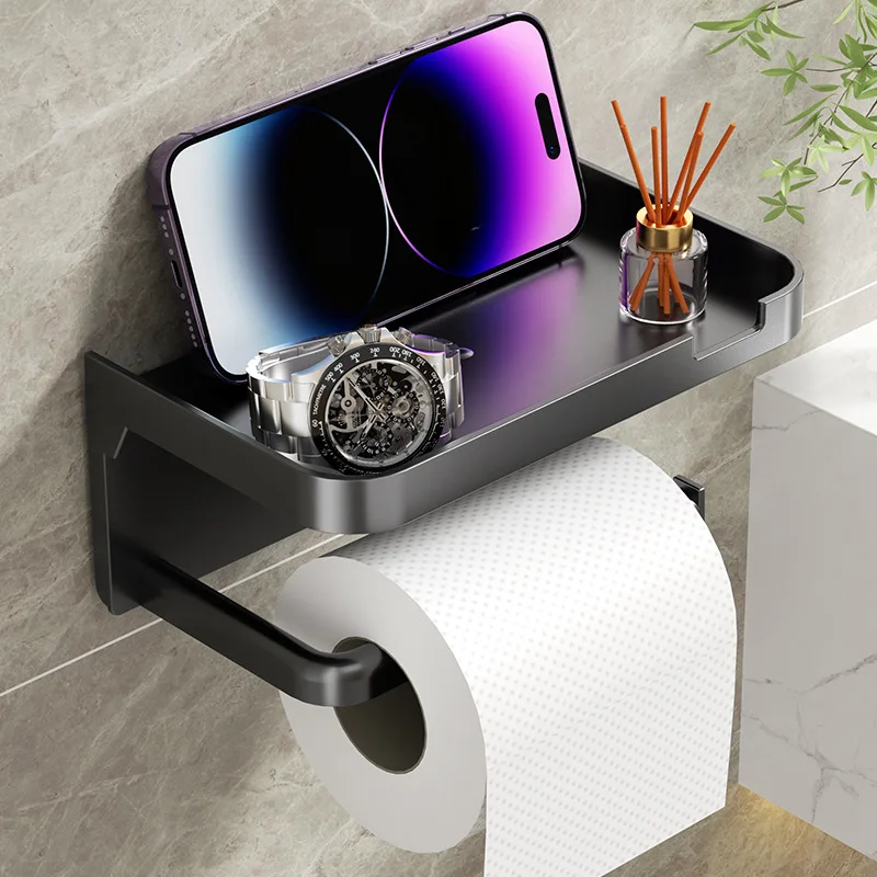Suporte de Papel Higiênico Sem Furos, Suporte de Papel Higiênico de Papelão para Banheiro, Suporte de Parede para Celular e Rolo de Papel