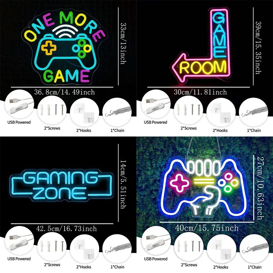Game Handle Luminous Icon, Usb Powered, Used For Room, Club, Game Room, Bar, Man Cave Aesthetics Decor Game Series Neon Sign