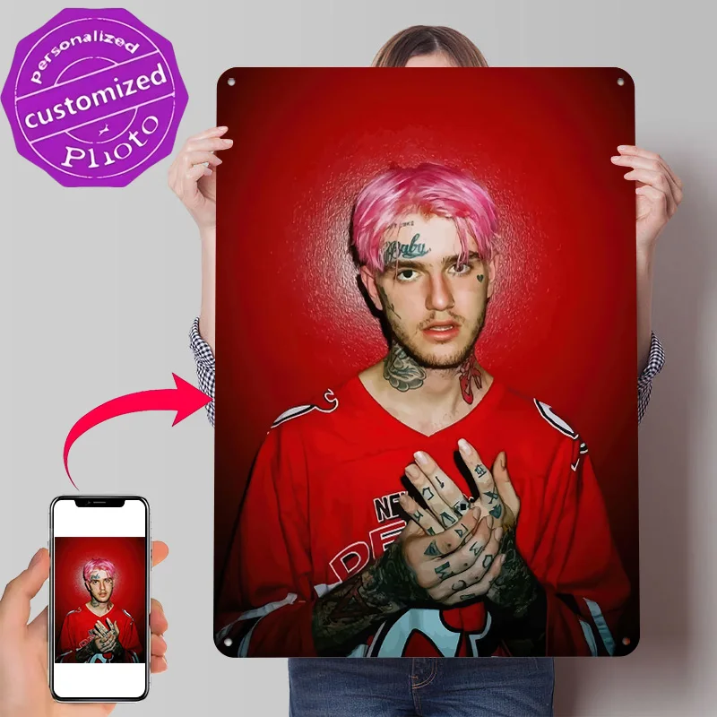 Lil Peep Portrait 3D Printed Texture Poster Personalized Wall Art Retro Metal Tin Signs for Decoration Garage Accessories House