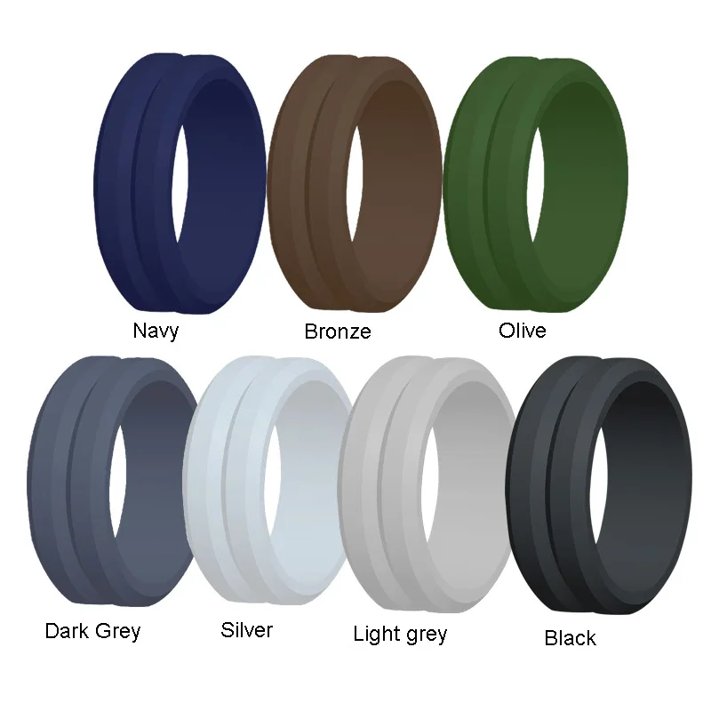 7 teile/satz Mode Silikon Ringe 8mm V-nut Männer Sport Casual Hochzeit Gummibänder Hypoallergen Flexible Silikon Finger ring – Detail 4