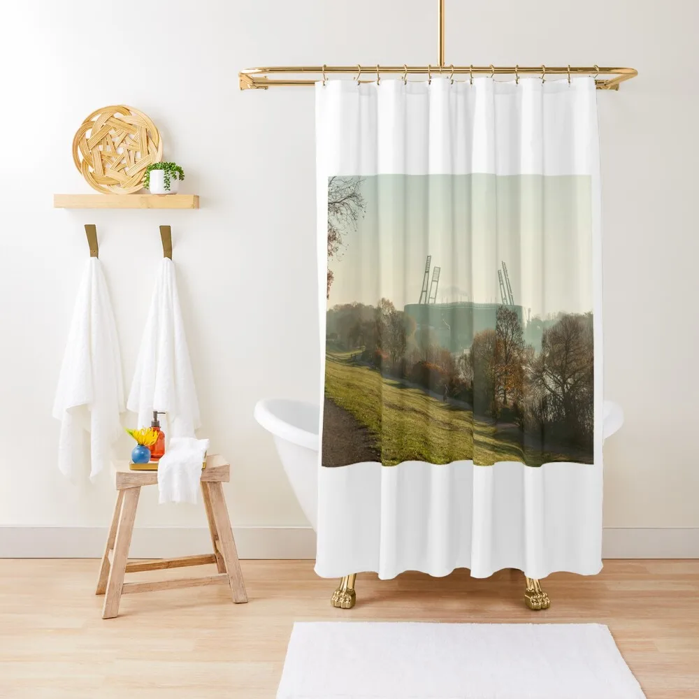 Weserstadion, stadium, football stadium, Werder Bremen, morning fog, Bremen Shower Curtain Bathroom Fabric Funny Shower Curtain