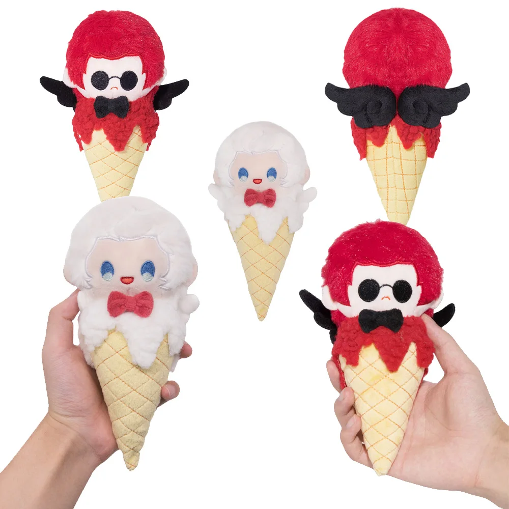 20CM Crowley Aziraphale Cosplay Ice-cream Cone Plush Cartoon Good Cos Omens Soft Stuffed Plushies Mascot Birthday Xmas Gift