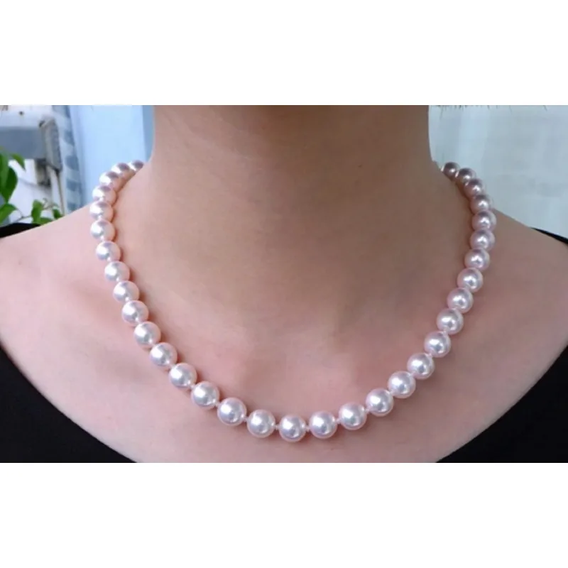 AAA + 9-10mm Akoya White Natural Pearl Necklace Niche Light Luxury Women's Necklace 18 