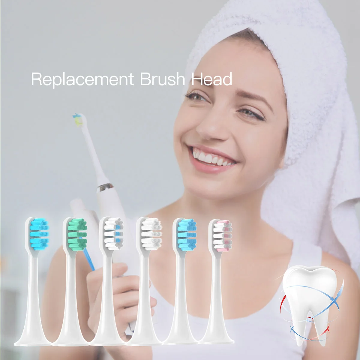 12 pezzi di ricambio senza rame testine di ricambio per XIAOMI MIJIA T300/T500/T700 Sonic Electric Tooth pacchetto sottovuoto con setole morbide