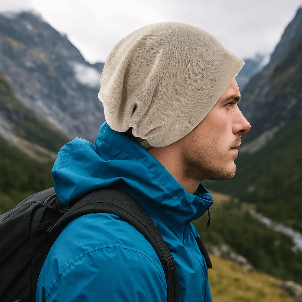 

Polyester Thin Breathable Pullover Hat Double Layer Windproof Knitted Outdoor Baggy Skullcaps Comfortable Solid Color