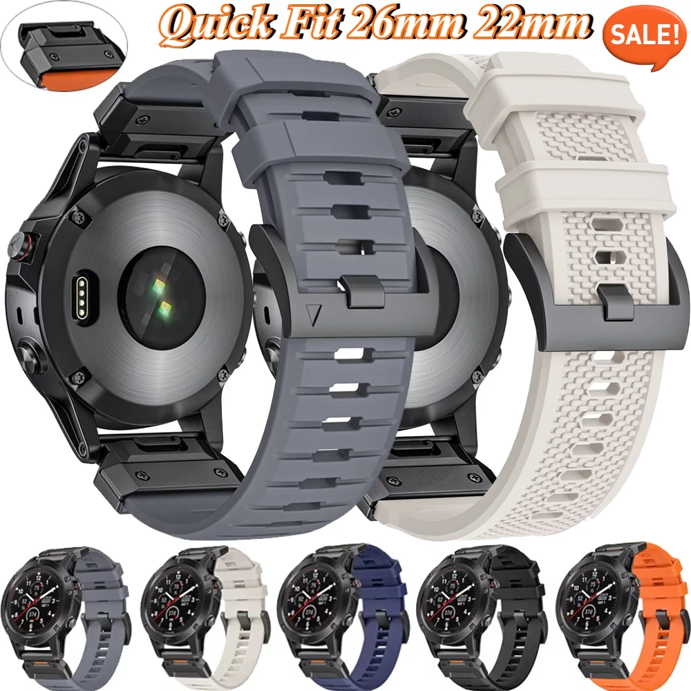 

Быстросъемный резиновый ремешок 22 мм 26 мм для Garmin Fenix 8 51 мм 47 мм Ремешок для часов Fenix 7X Pro 6X Pro 5 5X Plus Epix 7X Band Correa