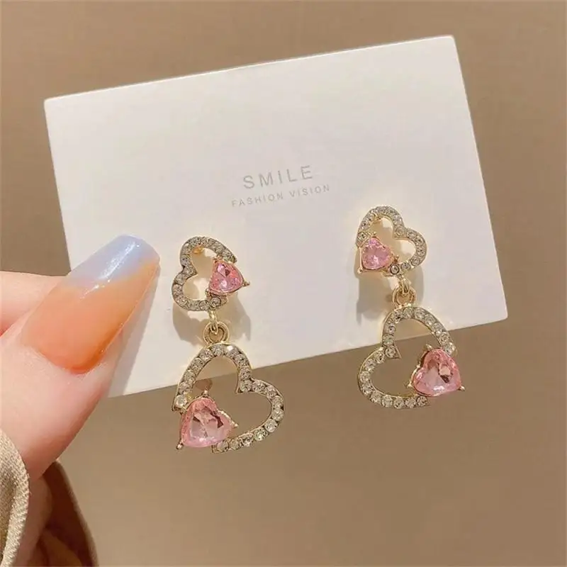 2/4/6PAIRS Alloy Zircon Earrings Exquisite Workmanship Exquisite Craftsmanship Earring Essential Accessories Heart Shaped Gold