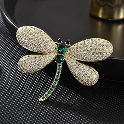Elegant Rhinestone Dragonfly Brooches Women Coats Collar Pins Party Clothes Scarves Dresses Badges Accessories Birthday Gifts