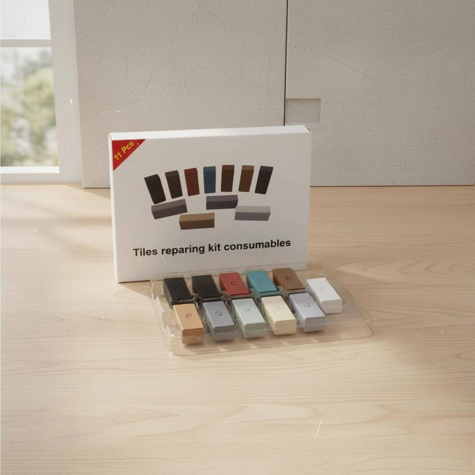 11 Pieces Surface Repair Putty Blocks Clear Tray Tile Repair Kit Putty Block Kit DIY Friendly Strong Adhesion
