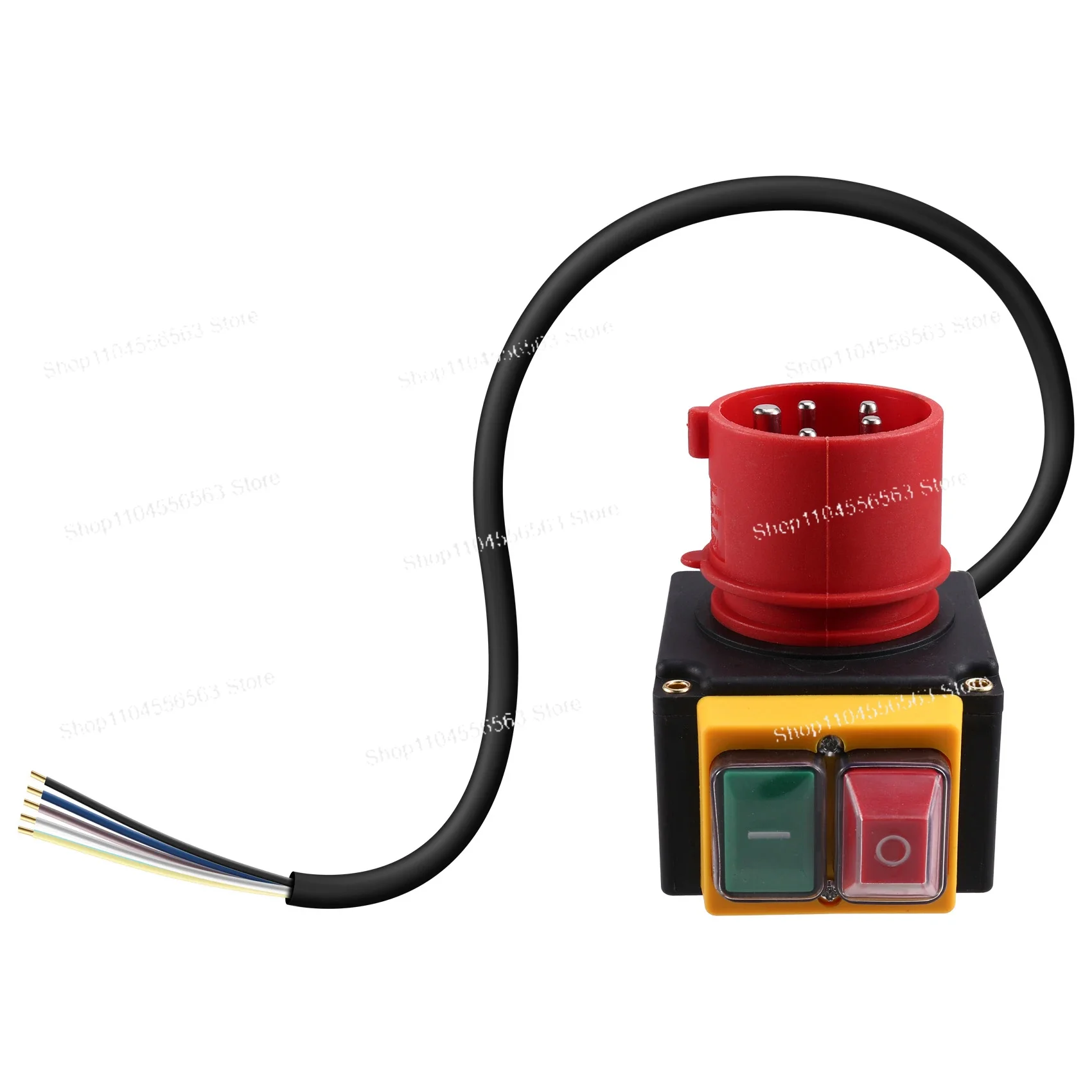 ​​3-Phase 400V Emergency Stop Switch with Phase Inverter - Industrial Plug Protection Device with Cable for Machinery Safety​​