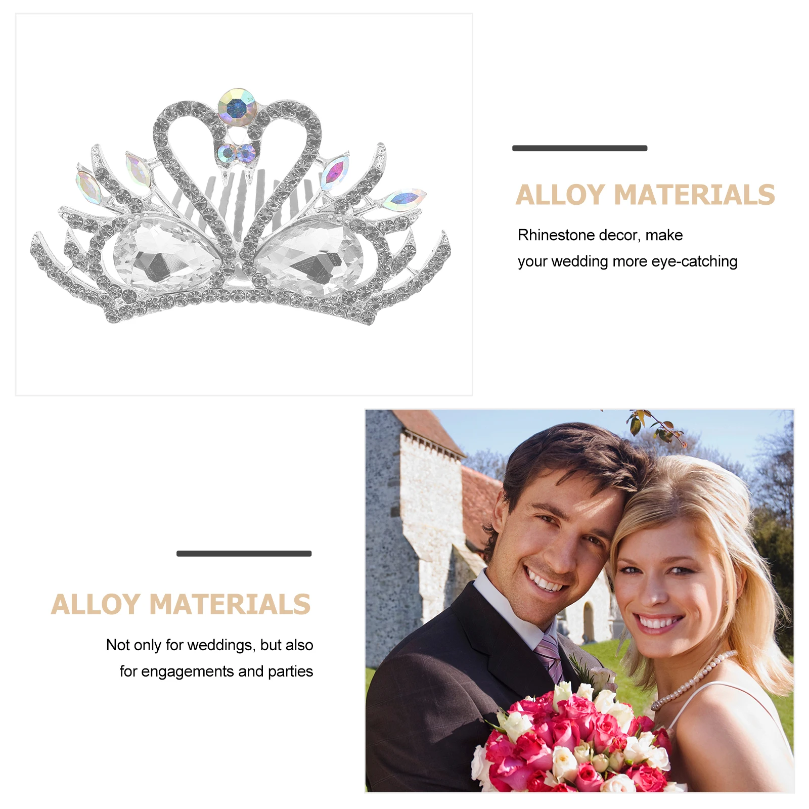 

Swan Crown Bridal Tiara Crystal Women Female Alloy Headdress Hair Accessories Durable Elegant Jewelry Wedding Gift