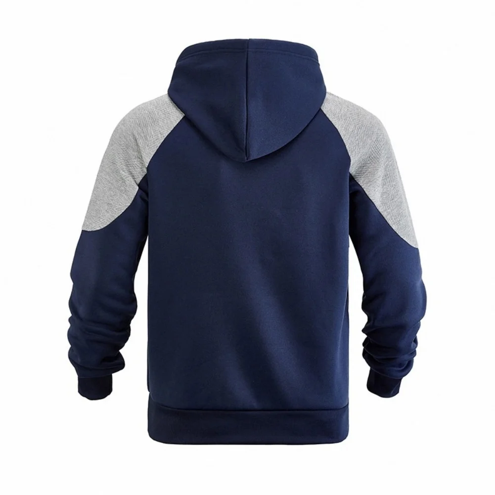 Men's Spliced Color Block Hooded Sweatshirt Long Sleeve Regular Length for Beach Outings Cycling Yoga and Casual Days