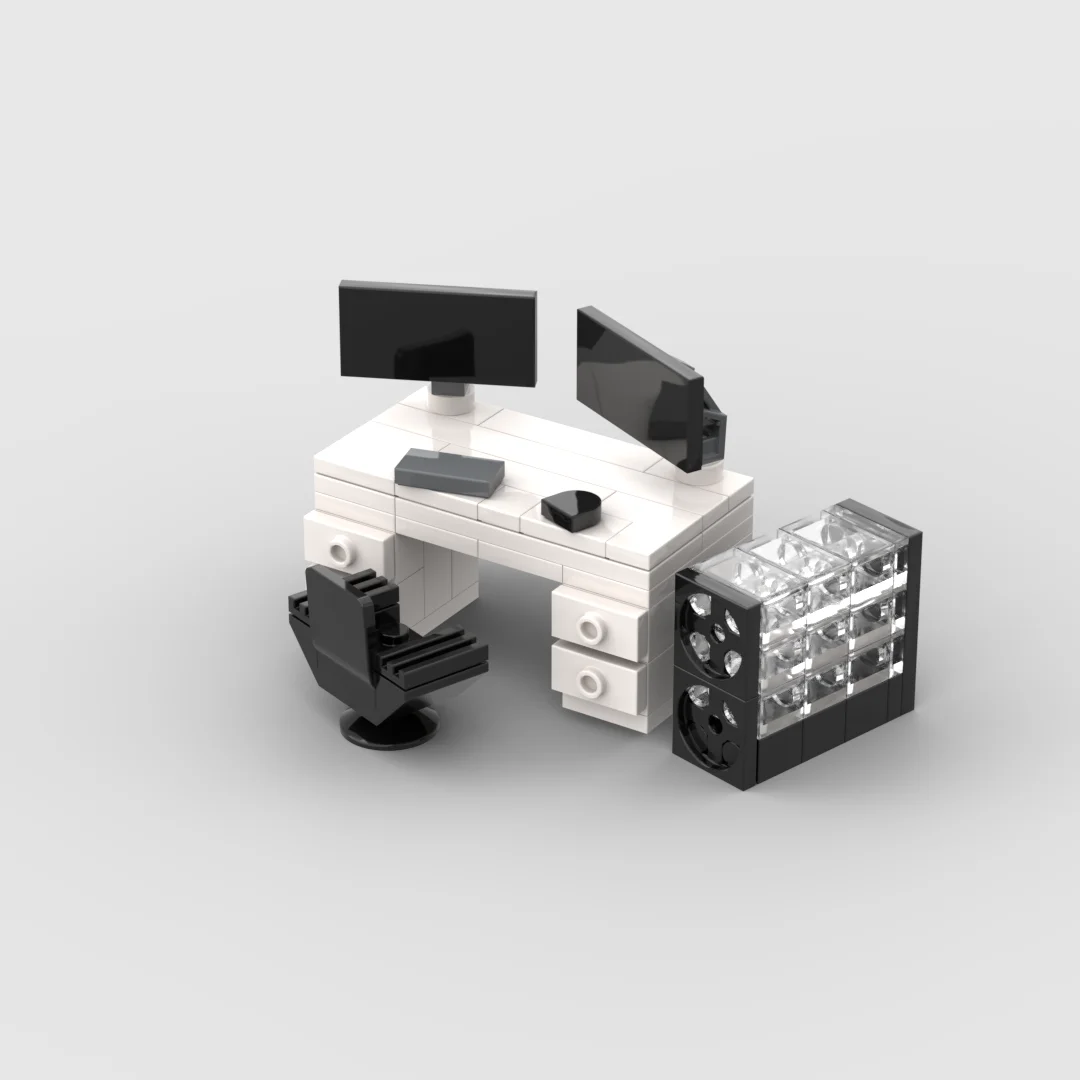 MOC Furniture Desktop Game Computer Table Desk Building Blocks Toys for Adult Assemble Bricks Parts Educational Toy Gift