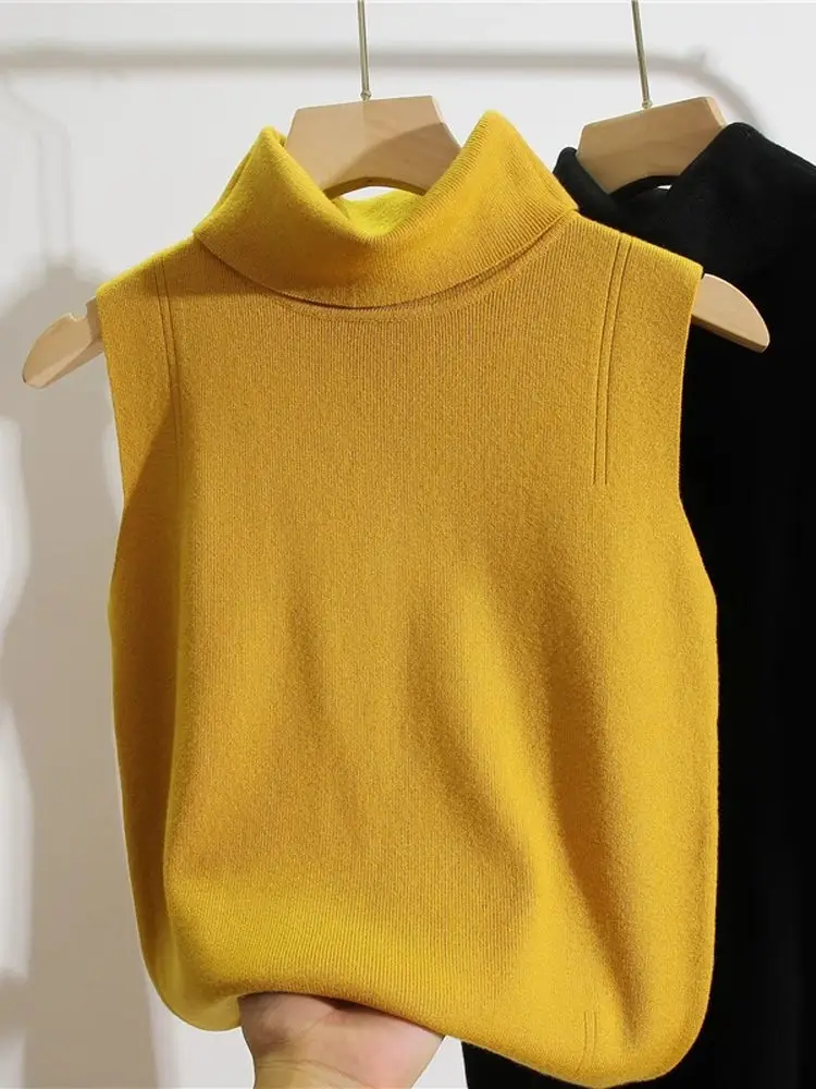 

Brandl High Collar Knitted Slim Fit Svel Vest Underwear Top Women's Faion Sun Protection Wear Commute Sle