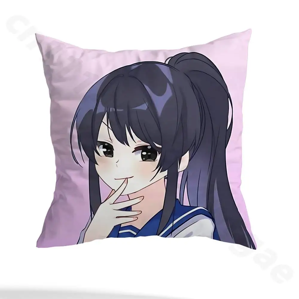 Yandere S-Simulator  Pillow Case Square Double-Sided Printing Short Plush Sofa Cushion Cover Bedroom Bedside Pillow