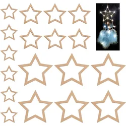 18pcs 3 Size Star Shaped Dream Catcher Frame Wooden Rings Wood Star Hoops Wooden Hoop Rings Circle Nature Wooden Hoop Craft