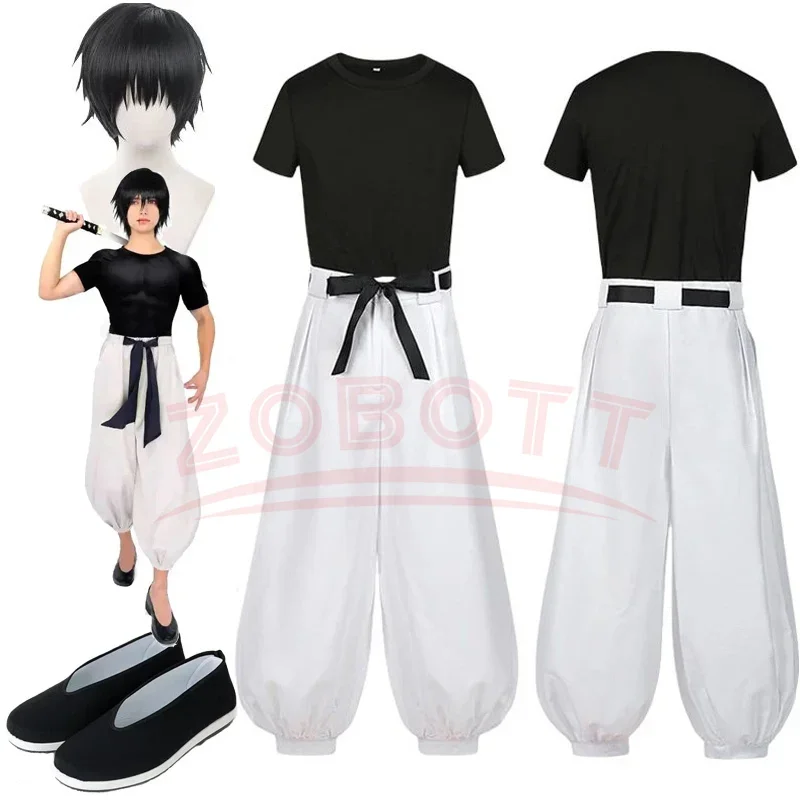 

Jujutsu JJK Манга Аниме Fushiguro Toji Satoru Gojo Косплей Костюм Парик Футболка Брюки Розовая сетка Хэллоуин Рождественские подарки