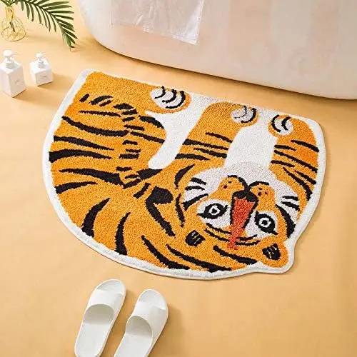 

VIKAMA Tiger Cartoon-Shaped Floor Mats, Children's Bedside Blankets And Absorbent Bathroom Mats, Home Decoration