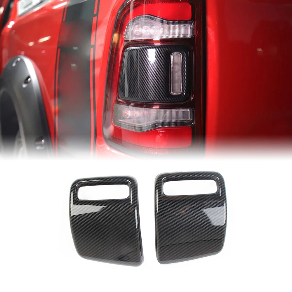 

X-T 2pcs Carbon Fiber Style Door Handle Bowl Rear Tail Light Cover Trim Rear For Dodge Ram 1500 2018 2019 2020 2021 2022