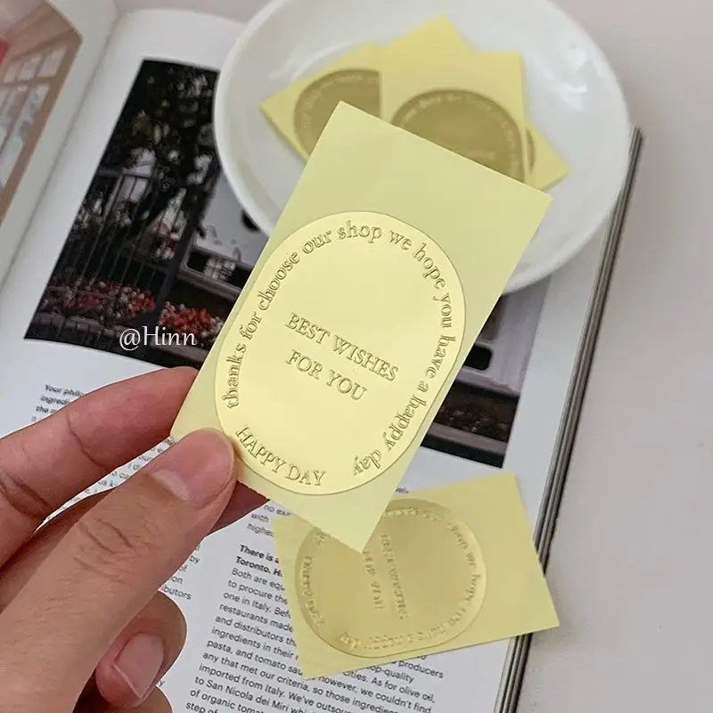 

Custom. [High-Grade] Hinn High-Grade Golden Relief Stickers ~ Ins Packaging Sealing Paste Flowers Baking Decorativ