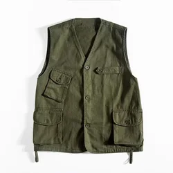 Japanese Retro Loose Fit Amekaji Workwear Vest BF Style Couple's V-neck Camisole Casual Tank Vest Jacket Y2k Youth Male Vintage