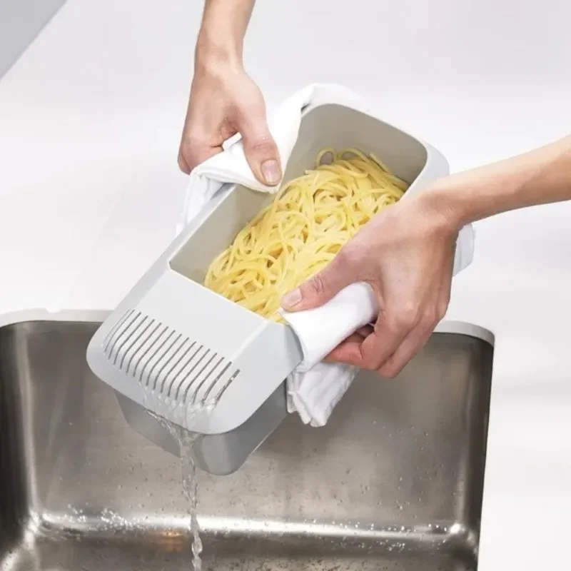 Nueva caja de almacenamiento de cocina, cesta de almacenamiento de drenaje, caja de plástico para Pasta, caja de doble uso para lavado y cocinar, calefacción por microondas LIJIAO