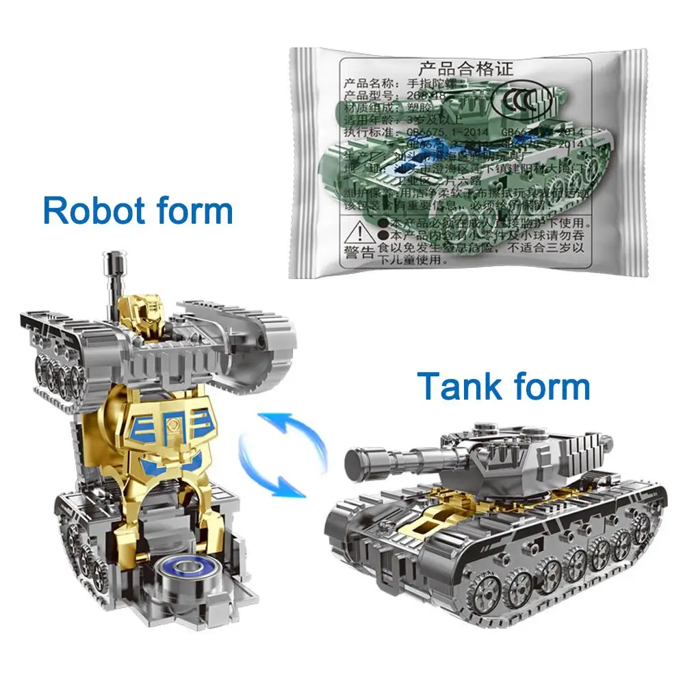 Creative Finger Fidget Rotate Gyro Deformed Tanks Robot Gyro Anxiety Relief Stress Finger Alleviate Toy Gift Rotate X0X4