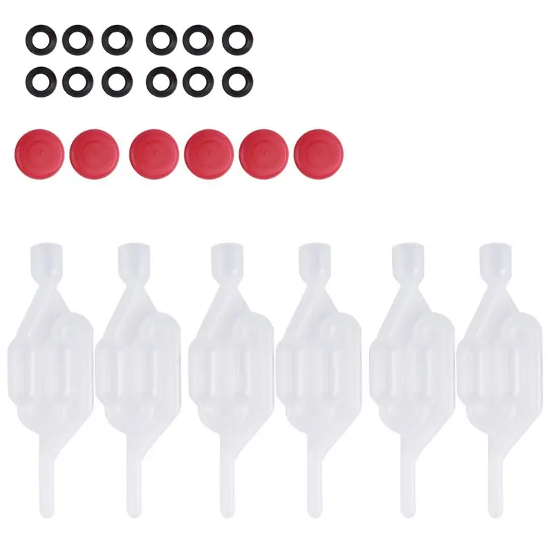 Y42A-Brew Airlock Kit 6 Airlocks And 12 Sealing Rings For Fermenting, Brewing, Beer, Wine, Sauerkraut