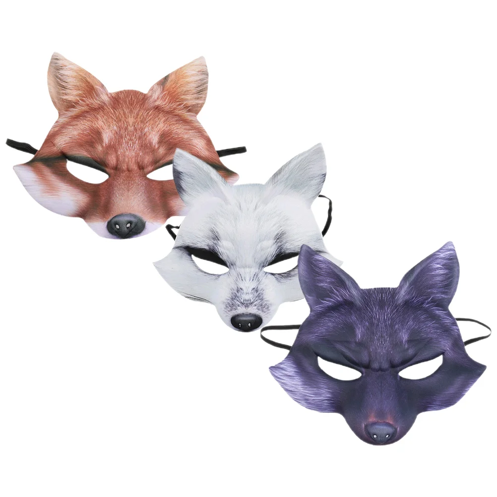 3 Pcs Halloween Fox Mask Holiday Party Costume Masks Decorate Masquerade Decorations for Festival Eva Man Costumes