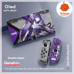 Soft Protective Case For NS Switch/Oled With Genshin Anime Characters TPU Material Washable Anti-drop Decorative Cover