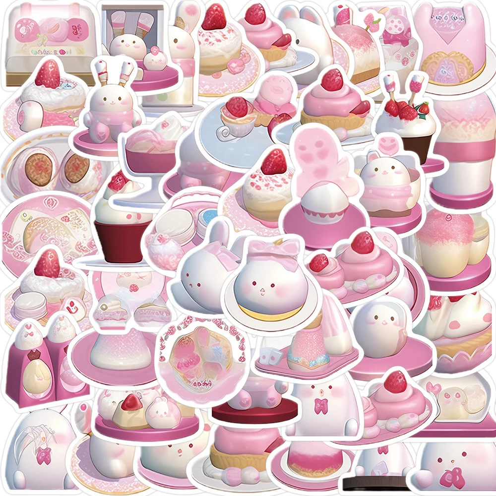 

10/30/49pcs Pudding Rabbit Cute Stickers Girls Pink Cartoon Sticker Diary Suitcase Laptop Stationery Decorative Decal Toys Gift