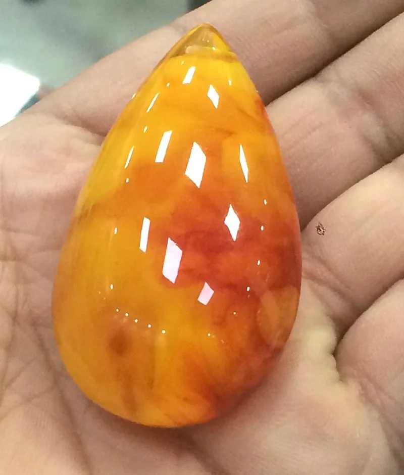 Certificate Natural Mexican Amber Beeswax  Water Drop Pendant 35*60*25mm