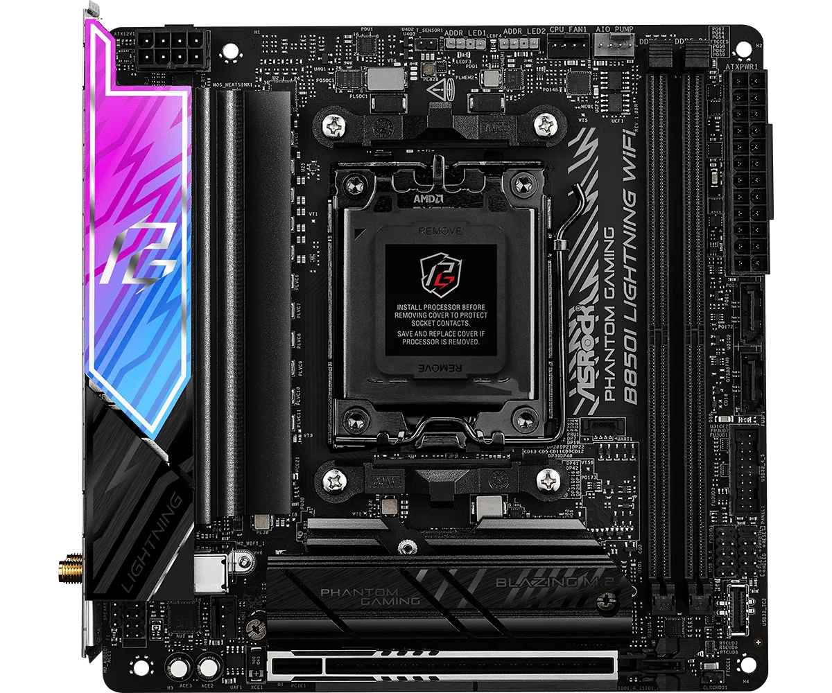 ASRock AMD B850I Lightning WiFi 6E Mini ITX Motherboard Socket AM5 DDR5 128GB M.2 support Ryzen 8900 G9950 9600 9700X 7800X3D
