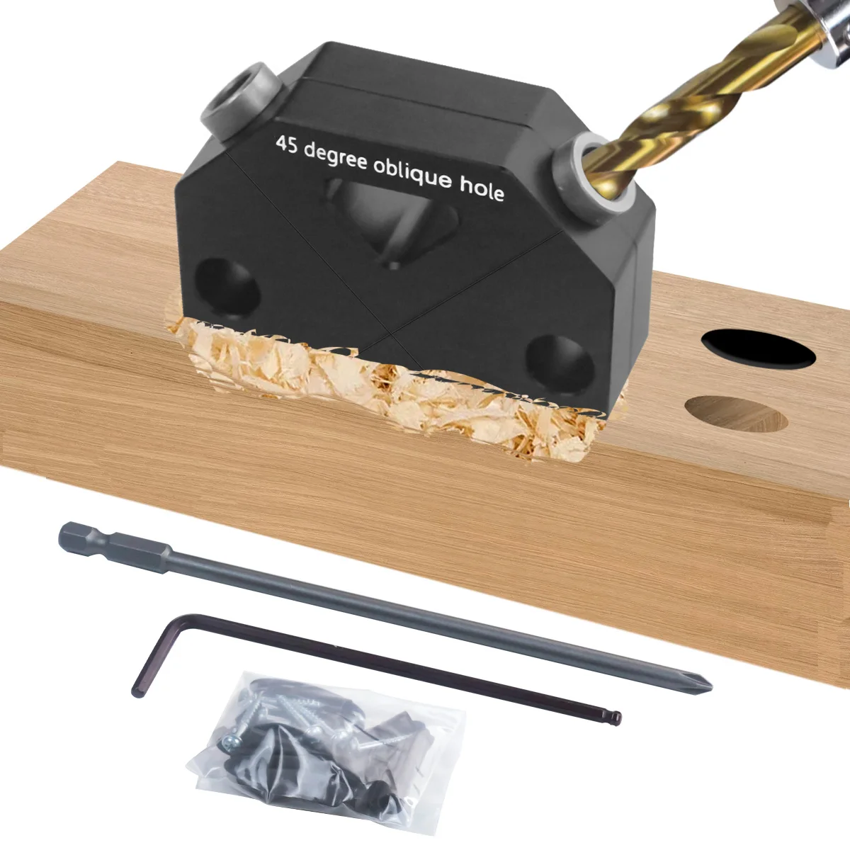 45 Degree Pocket Hole Jig Kit -Woodworking Oblique Hole Locator -Hole Screw Jig Positioner Drill Guide Punch Jig for Wood Joiner