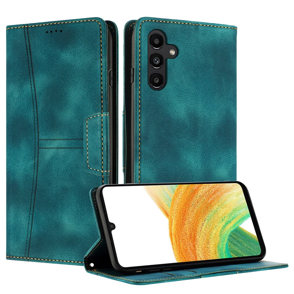 

Vintage Thread Leather Case for Galaxy A12 A13 A14 A23 A24 A25 A34 A42 A54 A72 A73 Magnetic Closure Slim Wallet Case Flip Cover