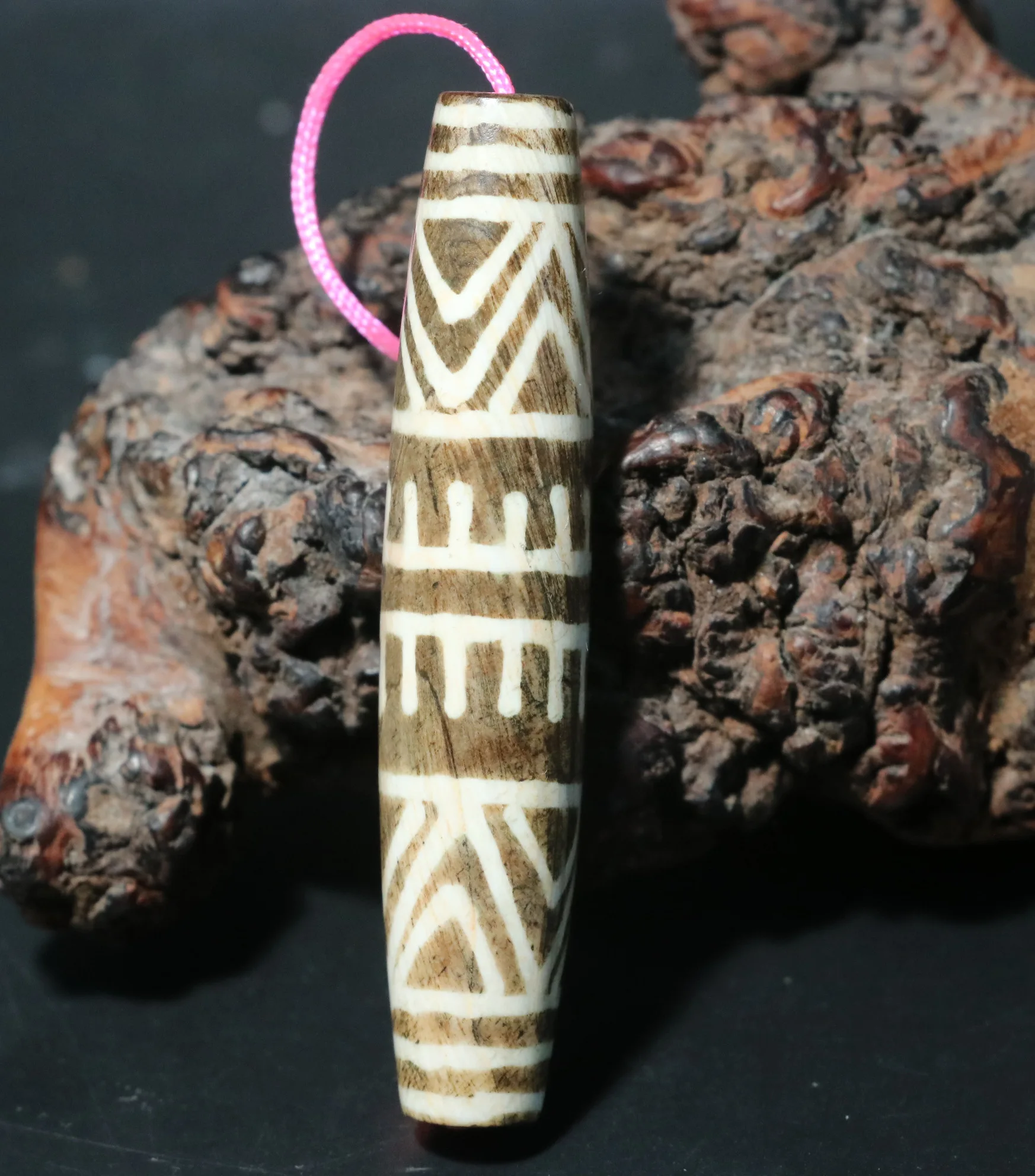 

Magic Power Tibetan Old Pumtek Water Wave Lightening Wave Totem dZi Bead Pendant Amulet Talisman + LKbrother Sauces