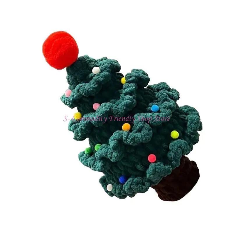 

85AE Crochet Christmas Tree Decoration Lovely Finished Tree Festival Ornament Adorable New Year Holiday Tabletop Accessories