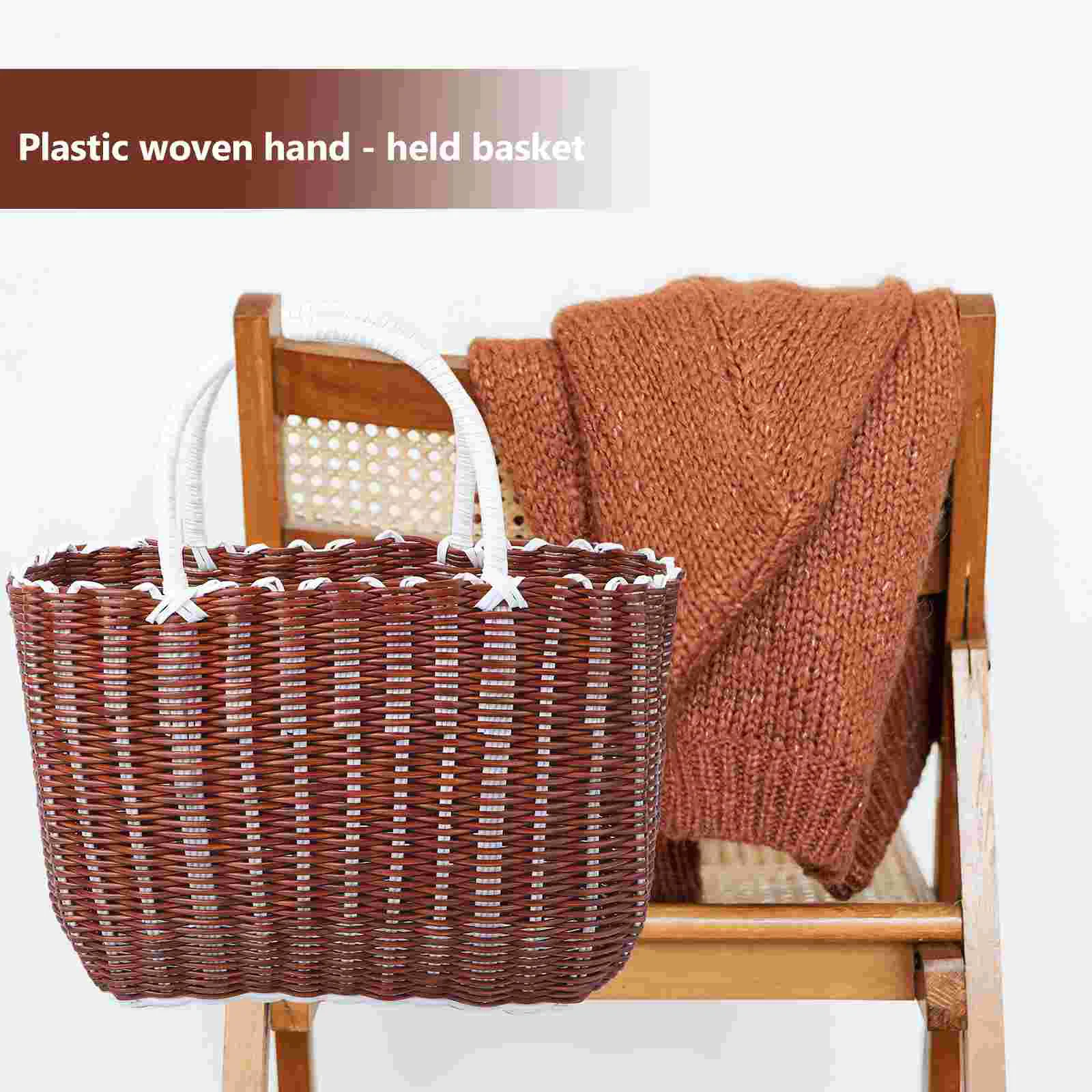 Market Tote Woven Market Basket African Grocery Basket Shopping Basket Straw Beach Tote Bag Wicker Picnic Basket Handle