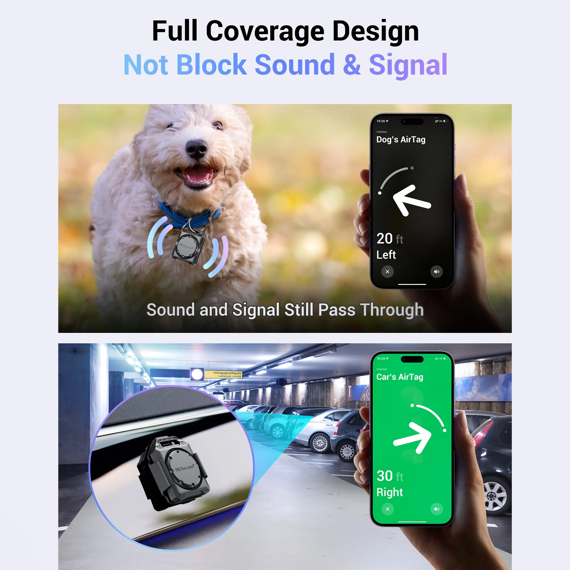 For Apple AirTag Protective Case with Key Ring Loop Strap & Dog Collar 3M Adhesive Mount  for Keychain Armor Shockproof Cover