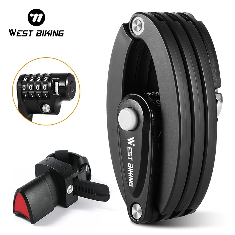 

WEST BIKING Bicycle Foldable Lock Password Safety Anti- theft Lock Alloy Steel Portable Motorcycle MTB Road Bike Universal Lock