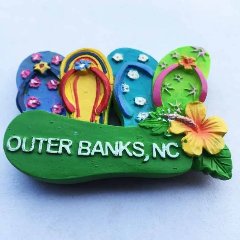 United States North Carolina Outer Banks Beach Tourist Souvenirs Colorful Slippers Magnetic Refrigerator Stickers